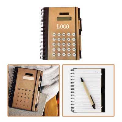 Compact Spiral Notebook with Calculator and Pen