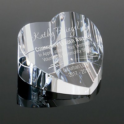 Crystal Heart Paperweight, 2-1/4"x2-3/4"H