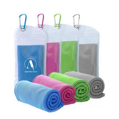 Cooling Towel with Zip Pocket and Carabiner