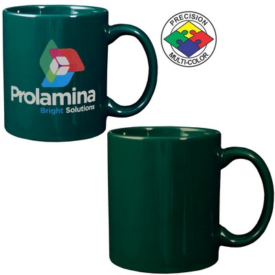 11 Oz. Hunter Green C-Handle Stoneware Mug - Dishwasher Resistant - Precision Spot Color