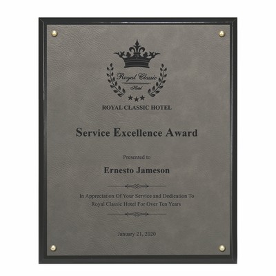 Classic Leatherette on Black Plaque - Grey