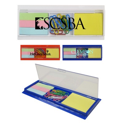 Union Printed - Sticky Note Set With Paper Clip & Ruler 1-color Logo