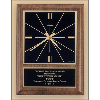 American Walnut Vertical Quartz Wall Clock w/Square Face (9"x 12")