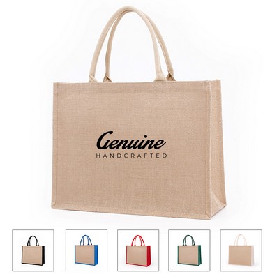Two-tone Jute Tote Bag