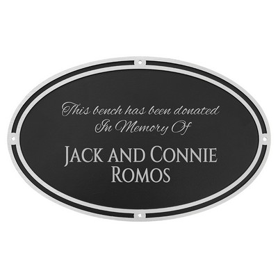Silver/Black Oval Cast Aluminum Sign with 4 Mounting Screws