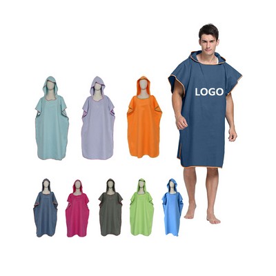 Quick Dry Microfiber Surf Poncho Changing Robe w/Hood Wetsuit Changing Towel w/Pocket MOQ50PCS