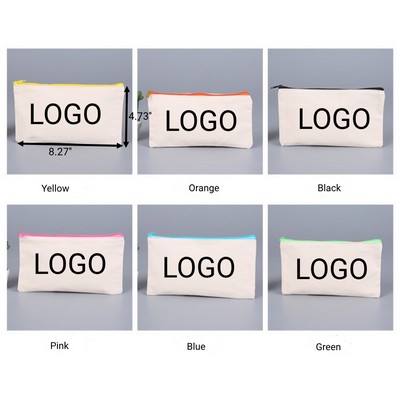 Multi Purpose DIY Craft Canvas Pencil Case Makeup Pouch Toiletry Zipper Bag MOQ100PCS