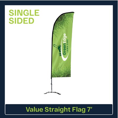 Value 7' Straight Flag - Single Sided Graphic Black X Base