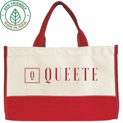 Eco Friendly Canvas Market Tote Bag w/Red Trim