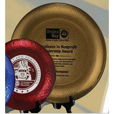 12" Gold Hammered Metal Glass Plate Award