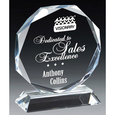 Gem Cut Crystal Octagon Award, 7 1/4"H
