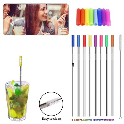 10.47 Inch Straight Protector Metal Straw With Brush