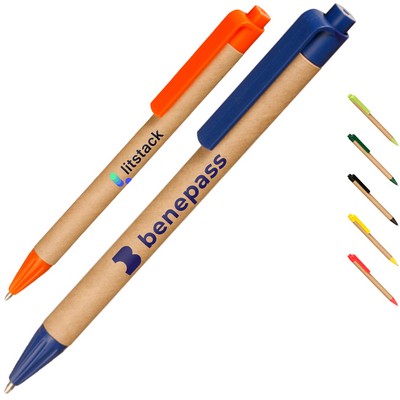 Recycled Pens w/ Custom Logo & Colorful Clip Ballpoint Pen