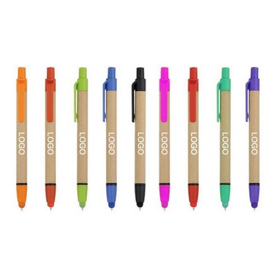 Recycled Paper Barrel Stylus Ball Point Pen