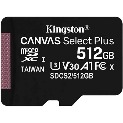Kingston 512GB Canvas Select Plus UHS-I microSDXC Memory Card with SD Adapter