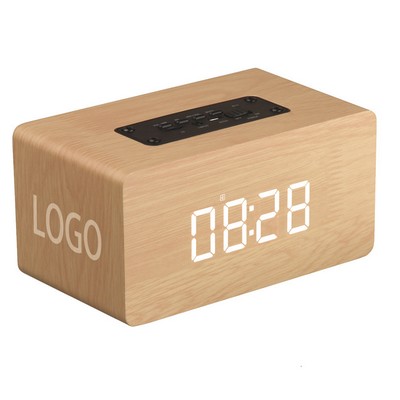Multi-Function LED Wooden Bluetooth Speaker & Alarm Clock