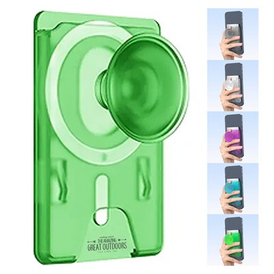 Magnetic Card Holder with Collapsible Phone Grip