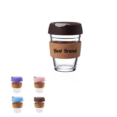 12Oz Glass Coffee Cup With Cork Insulated Sleeve