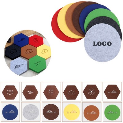 4" Custom Heat Absorbing Felt Coaster MOQ100PCS