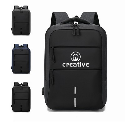 Utility Business Laptop Backpack w/ USB Port Charger