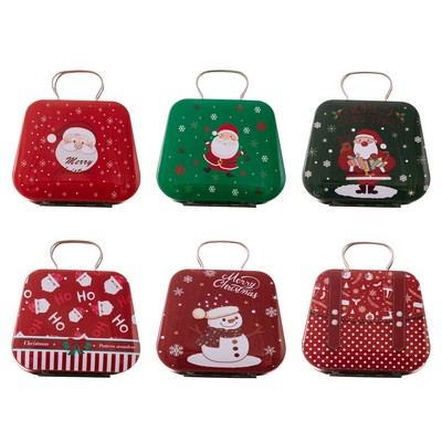 Christmas Tin Candy Box with Handle