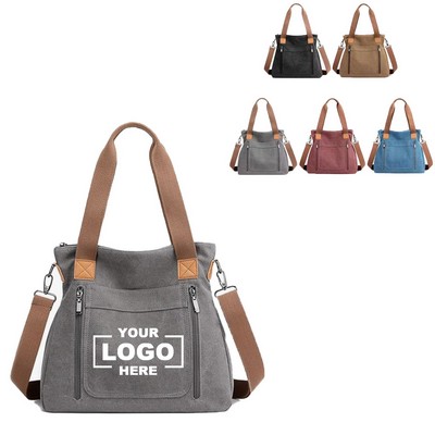 Daily Shopping Grocery Canvas Crossbody Handbag