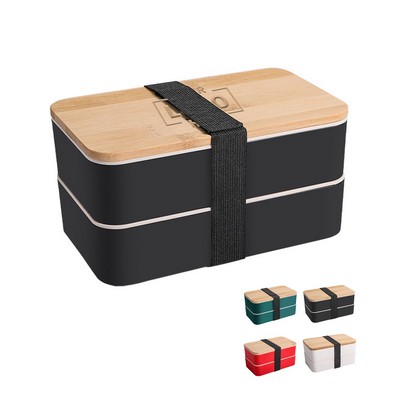 Bamboo Lunch Box with Spoon, Stackable Bento Style(Free Shipping)
