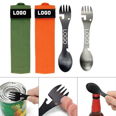 5 In 1 Outdoor Stainless Steel Utility Camping Spoon And Spork