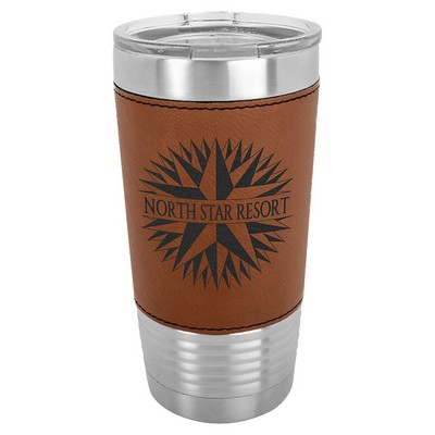 Polar Camel 20 oz. Rawhide Leatherette Tumbler w/Clear Lid