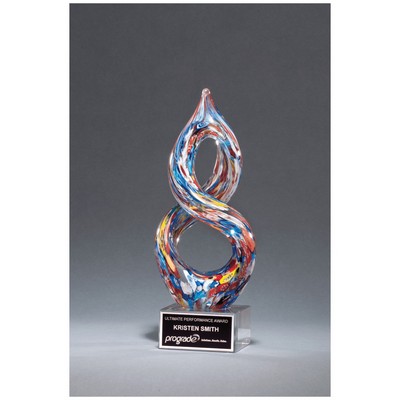 10" Helix Multi-Color Art Glass on Clear Glass Base