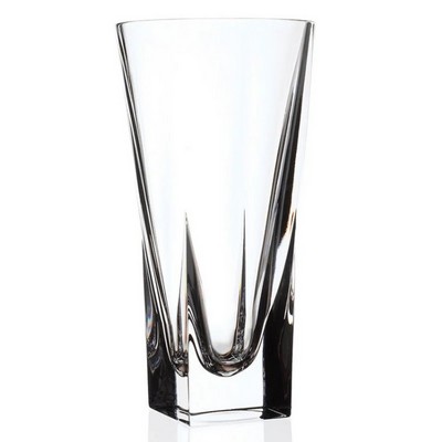 Clear Crystal Flower Vase with Round Opening and Square Bottom, 10"