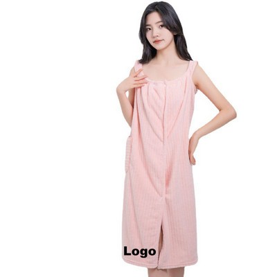 Coral Fleece Strappy Women'S Wearable Bath Towel