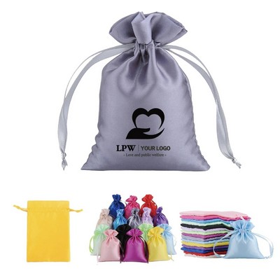 Custom Satin Drawstring Pouch Bag 7"W x 10"H