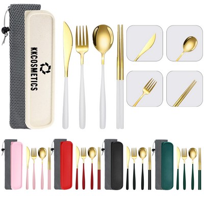 4 Pieces Golden Stainless Steel Utensil Set