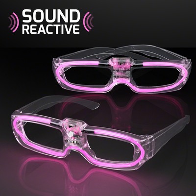 LED 80s Party Shades with Sound Activated Pink Lights - BLANK