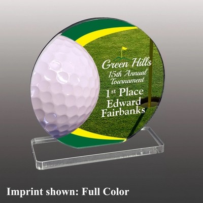 Golf Ball Themed Acrylic Award - Full Color