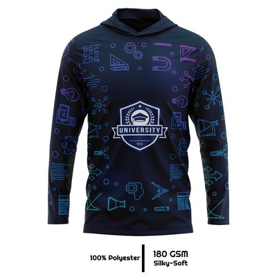 Unisex & Kids' Sublimation 180G Silk-Feel Long Sleeve Hooded T-Shirt