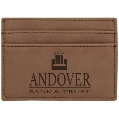 4" x 2 3/4" Dark Brown Leatherette Wallet Clip