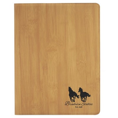 9 1/2" x 12" Bamboo Leatherette Portfolio with Notepad
