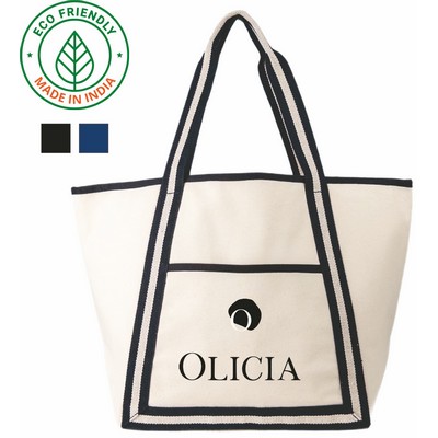 Seaside Eco Friendly Boat Canvas Tote w/Black Trim