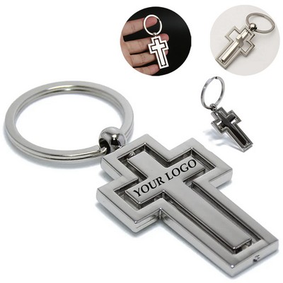 360 Degree Rotating Cross Metal Keychain