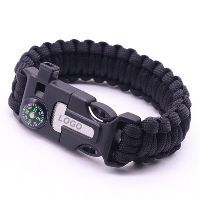 10" Unisex Survival Polyester Paracord Bracelet w/Compass