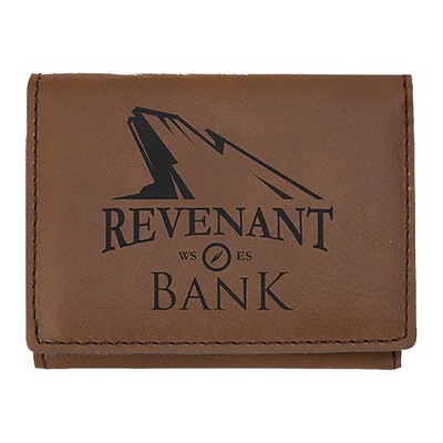 3" x 4" Dark Brown Leatherette Trifold Wallet