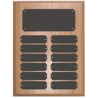 12 Plate Oak Finish Completed Perpetual Plaque
