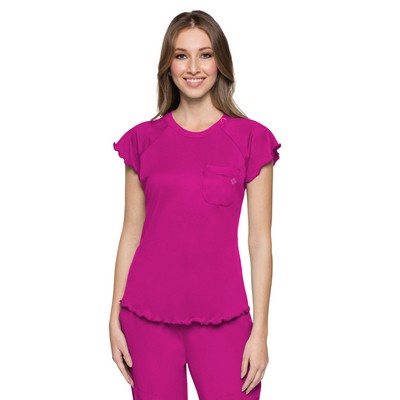 Med Couture - MC Layers - Women's 1-Pocket Lettuce-Edged Top