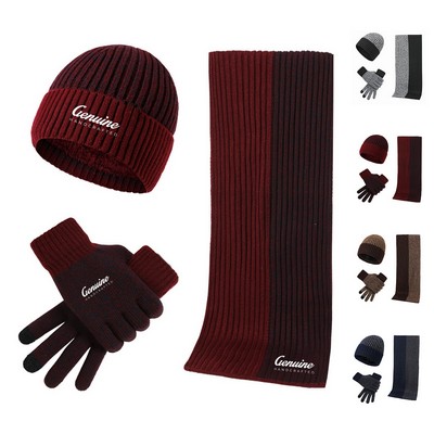 Winter Beanie Scarf Gloves Set