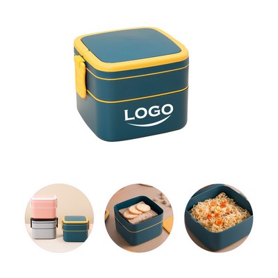 Square Double-Layer Portable Lunch Box.