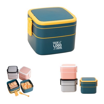 Square Double-Layer Portable Lunch Box