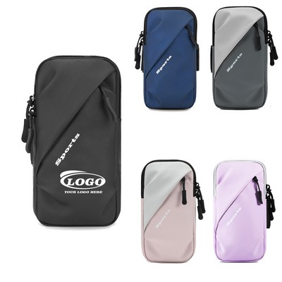 Water-Resistant Sports Arm Pouch with Dual Zipper Design