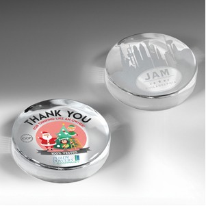 The Prestige Round Glass Award Paperweight (Screen Printed)